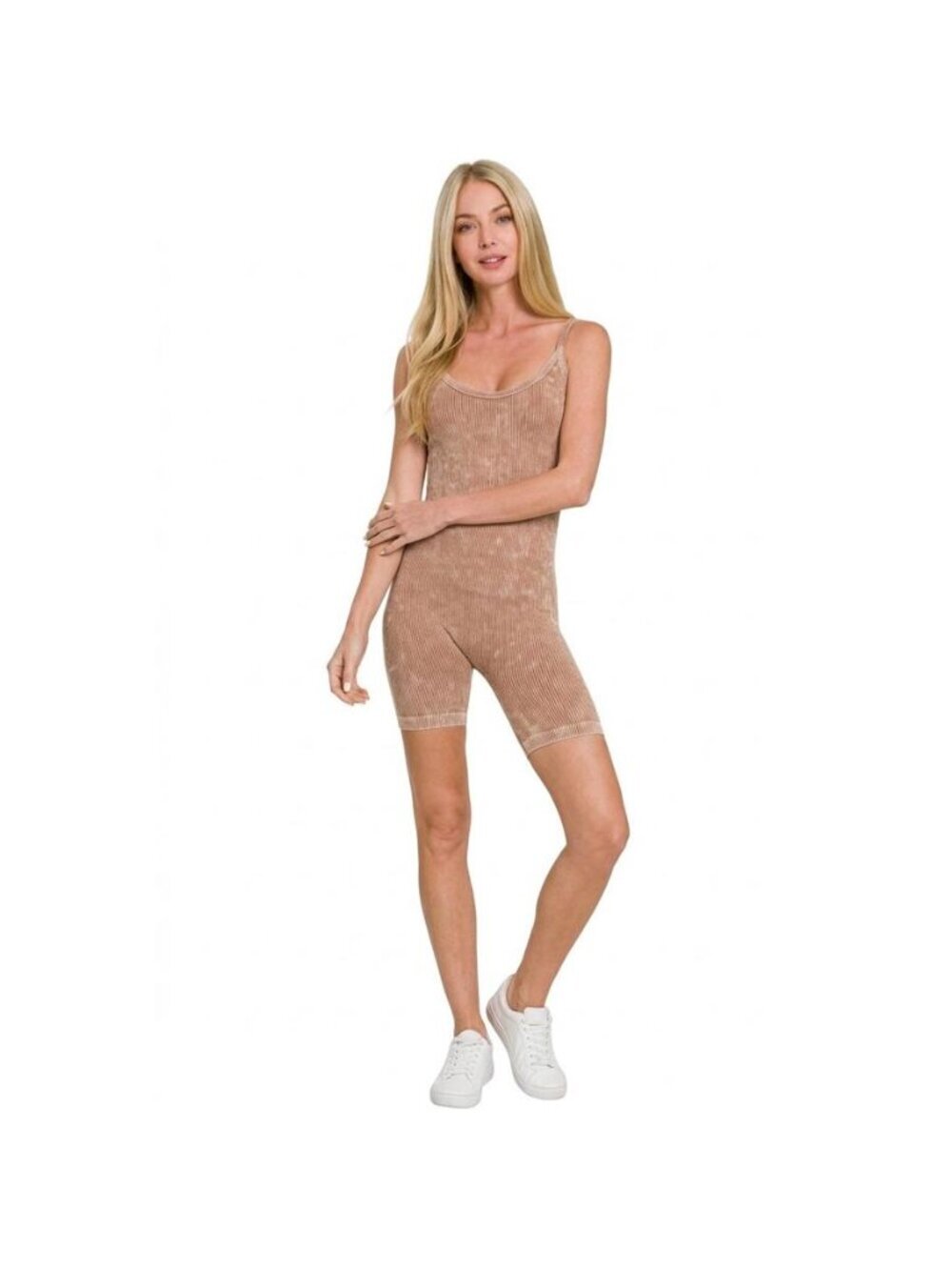 Zenana Stone Washed Ribbed Seamless Romper - Picture 2 of 3